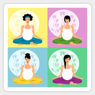 Prenatal yoga practice illustration Sticker